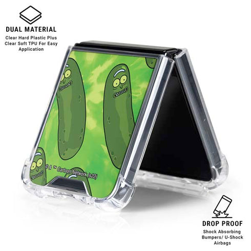 Adult Swim Rick and Morty Pickle Rick Pattern Galaxy Z Flip6 Clear Case